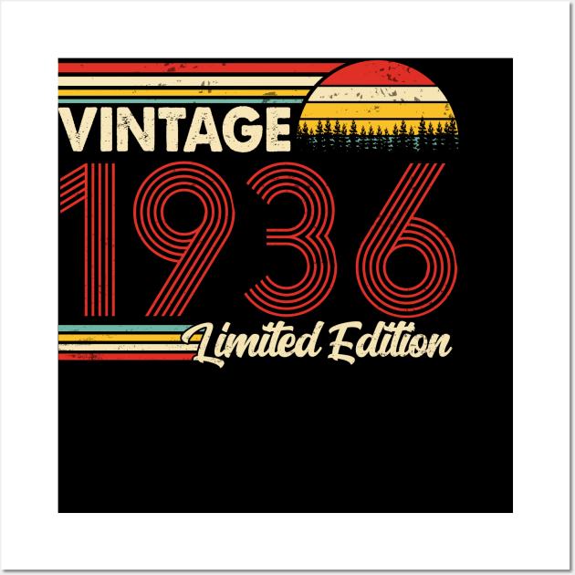 Vintage 1936 Birthday Shirt Limited Edition 1936 Birthday Wall Art by Nikkyta